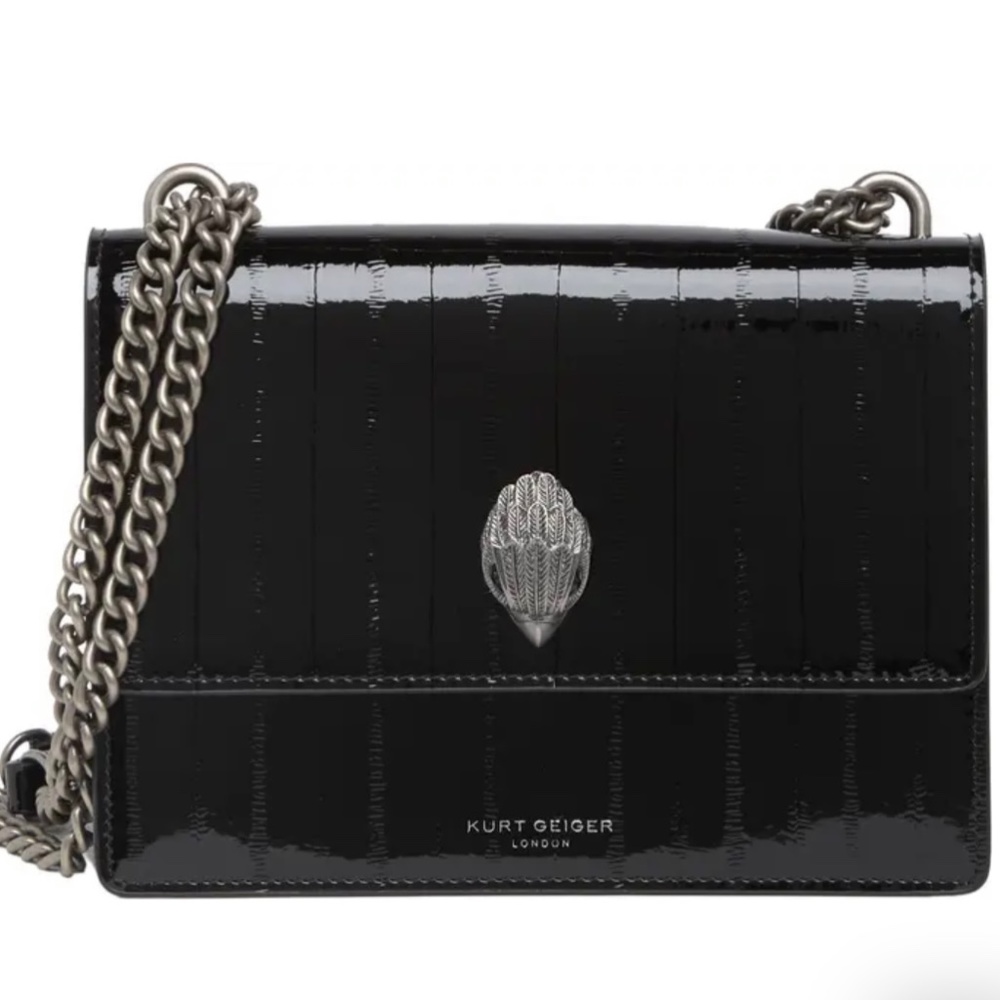 Kurt Geiger black patent embossed leather shoreditch crossbody bag new with tags